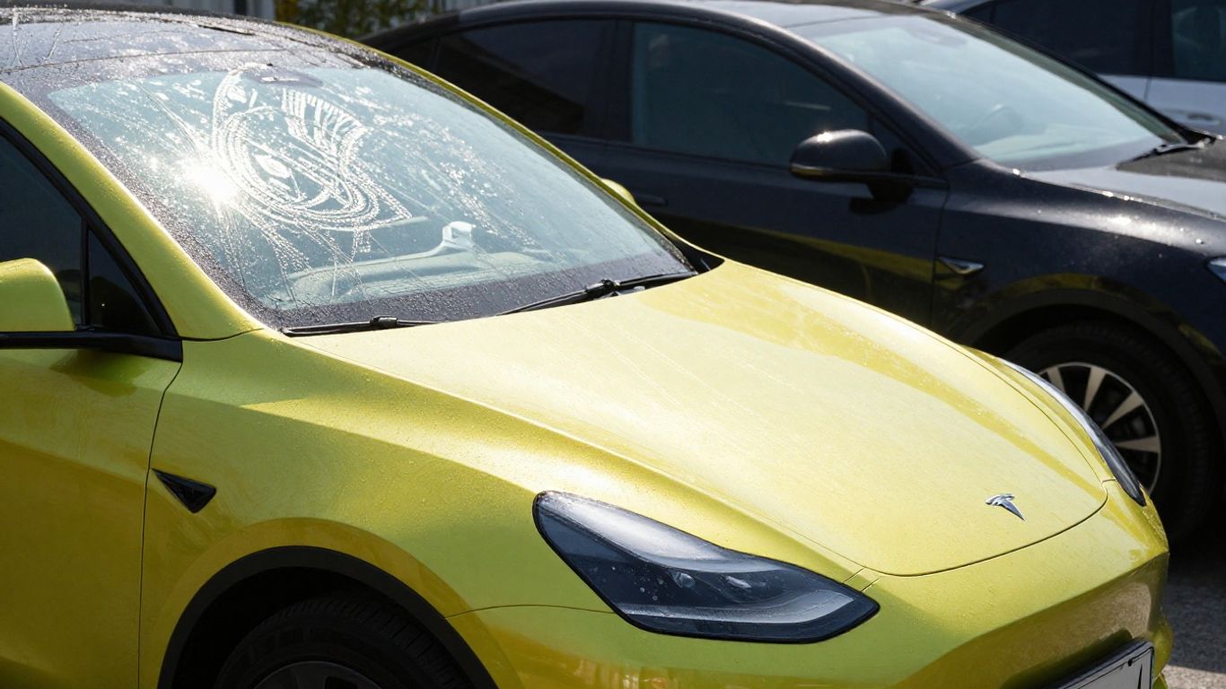 Car with and without a vinyl wrap.