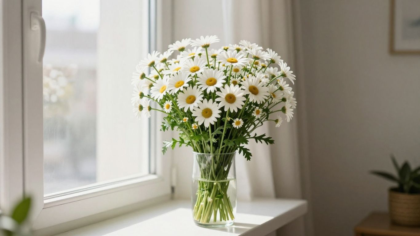 Floral arrangement on a sunny windowsill