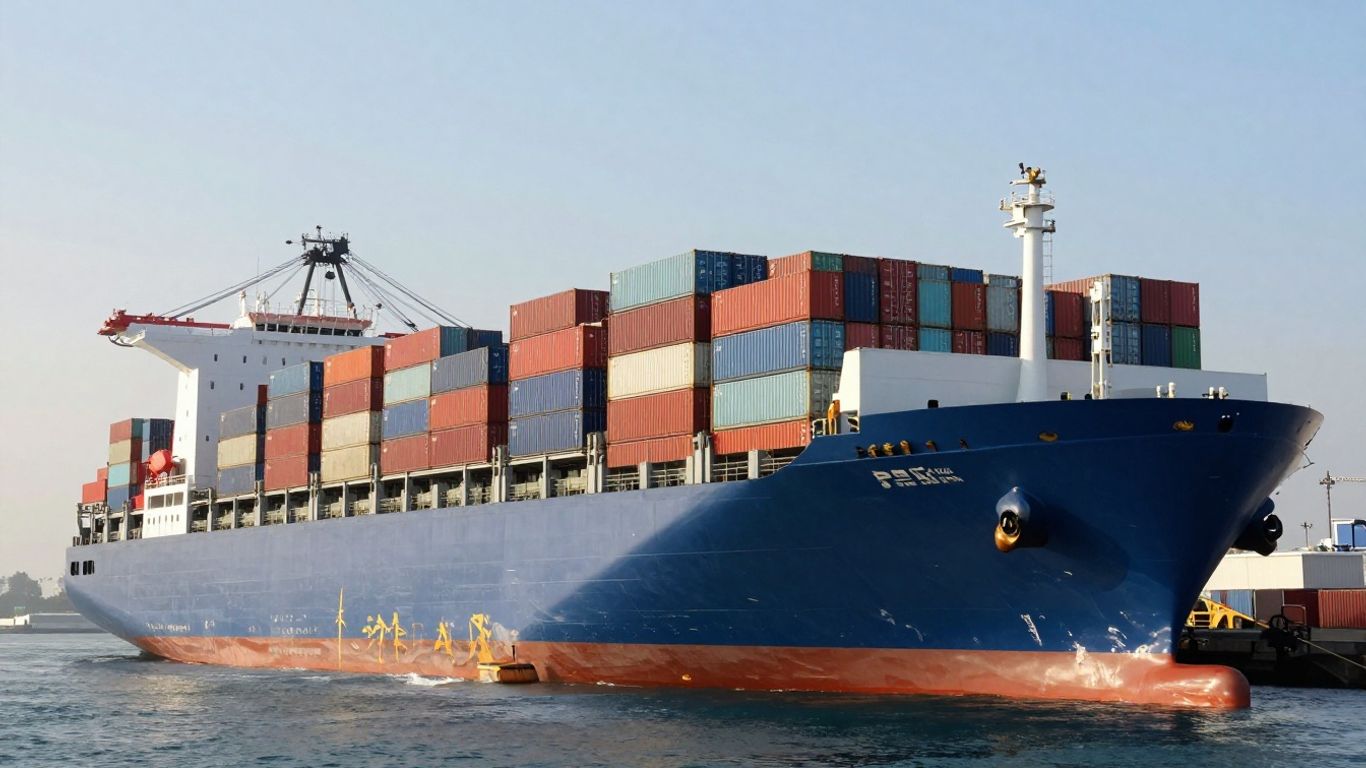 Containers stacked on a cargo ship