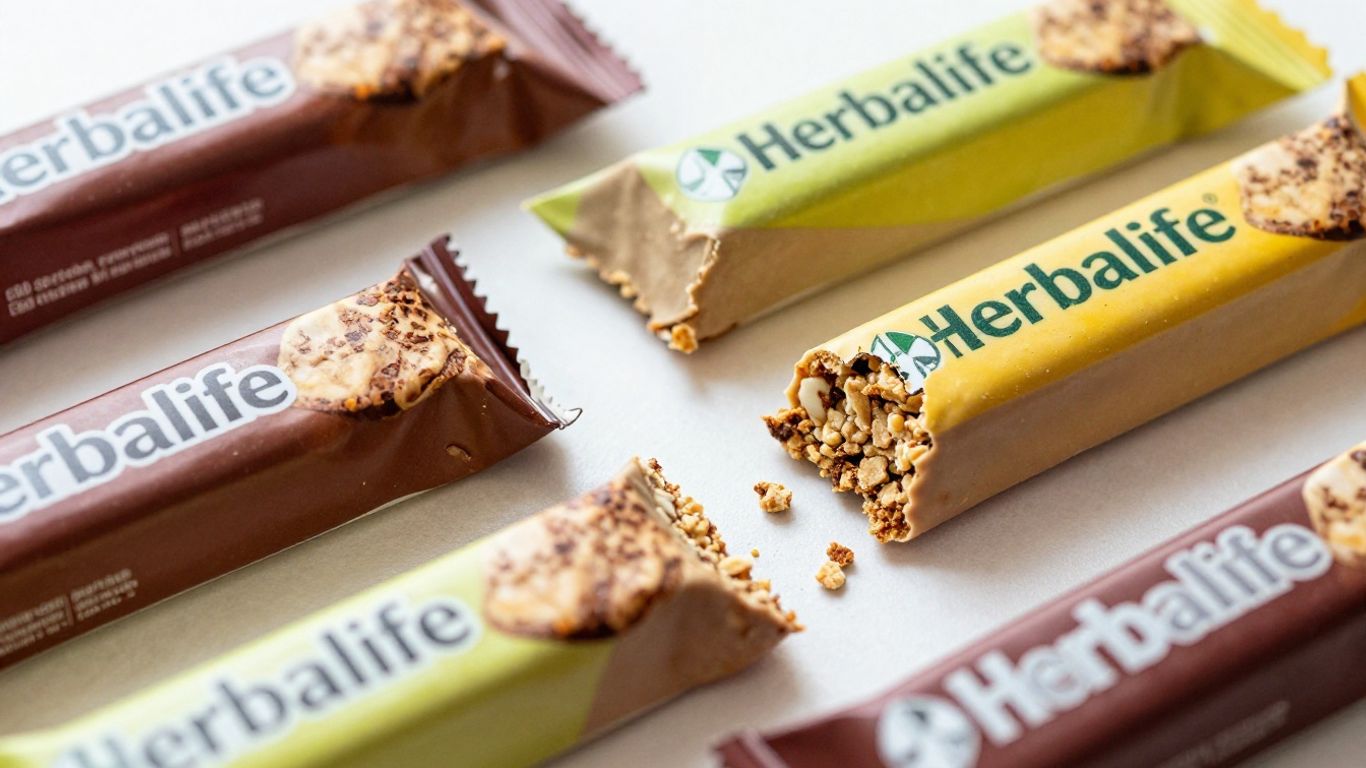 Herbalife protein bars on a clean surface.