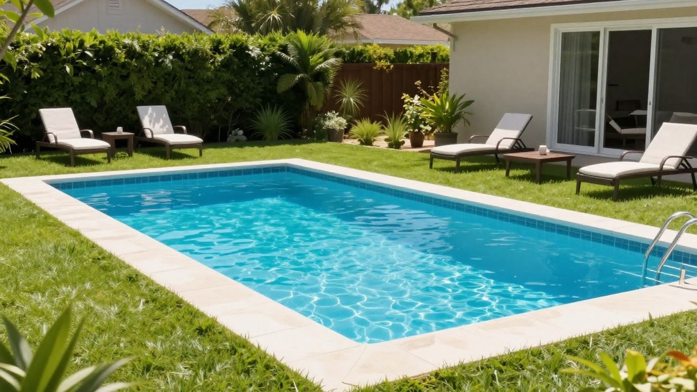 Backyard pool installation before and after.