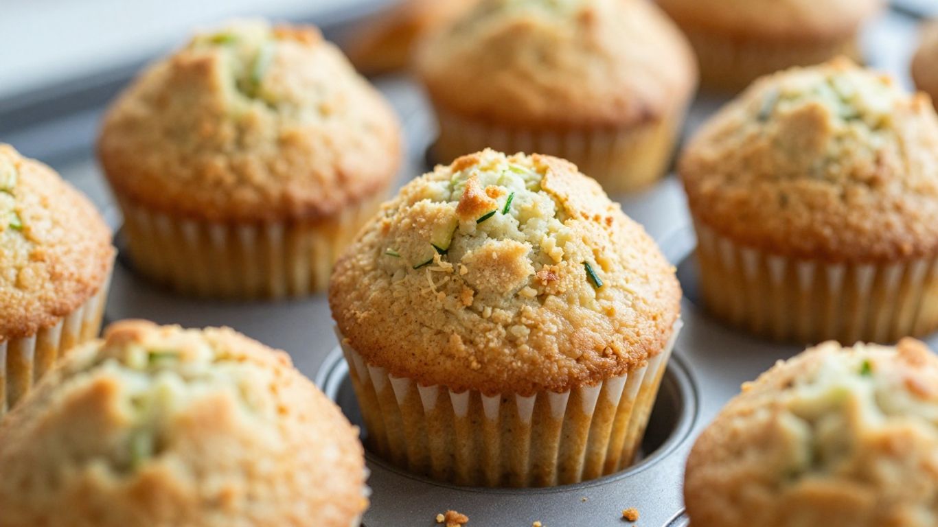 Egg-free zucchini muffins on a plate.