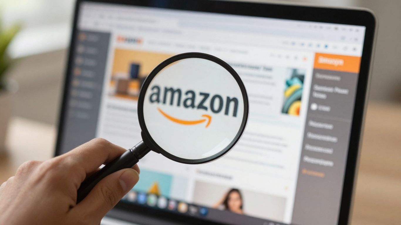 Amazon product research tools on a laptop screen.
