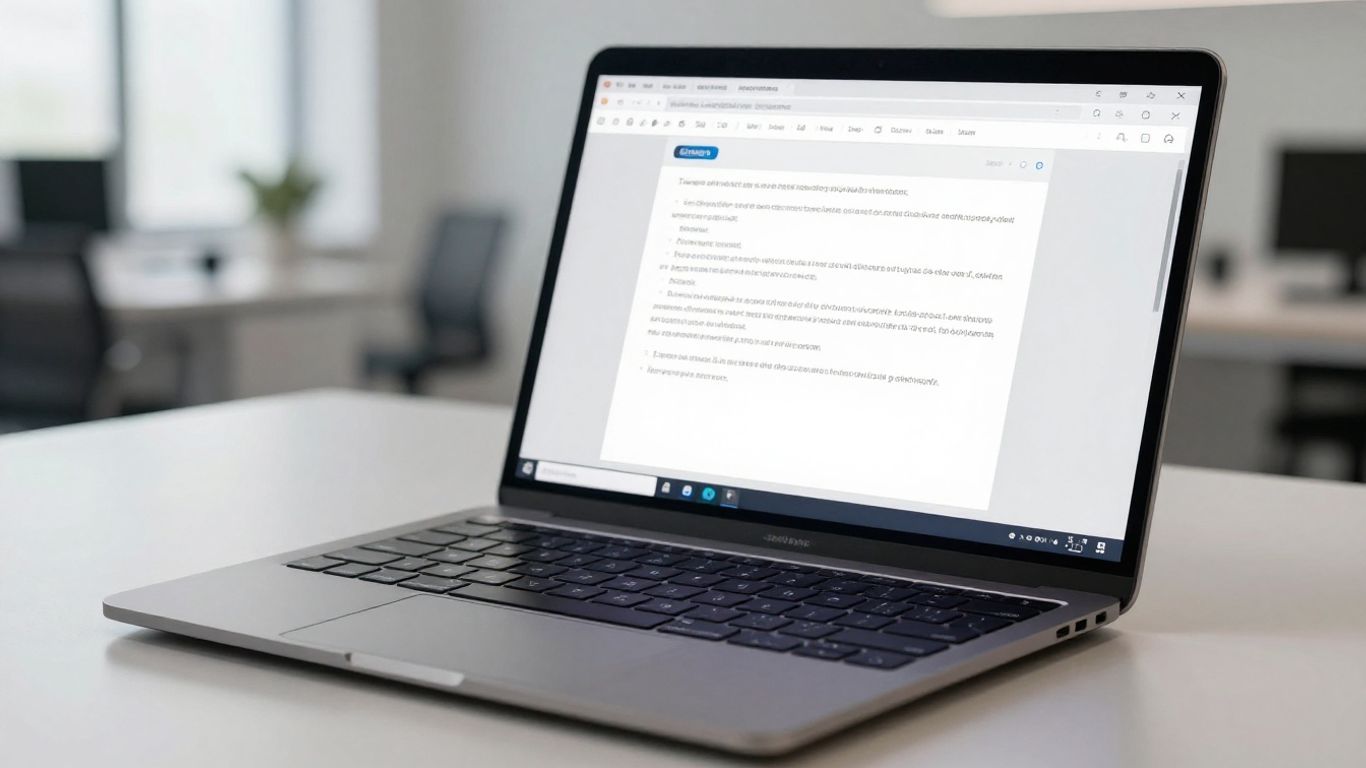 A view of a modern laptop on a desk