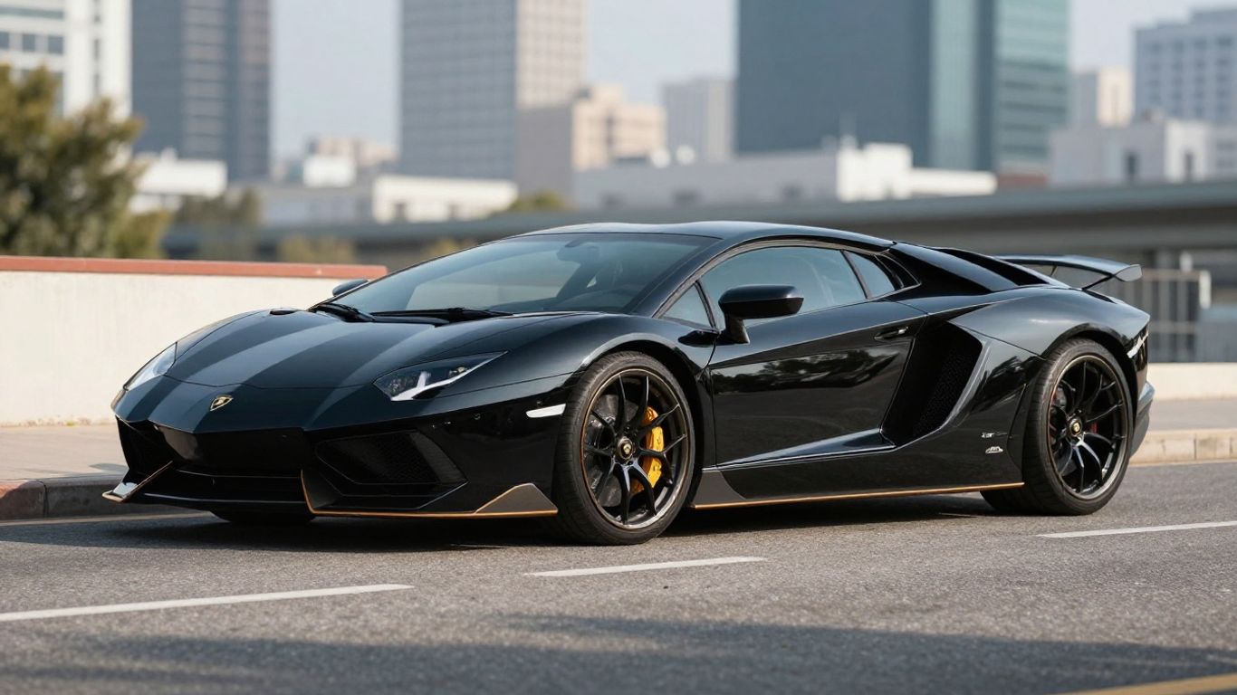 Used Lamborghini Aventador on a sunny road