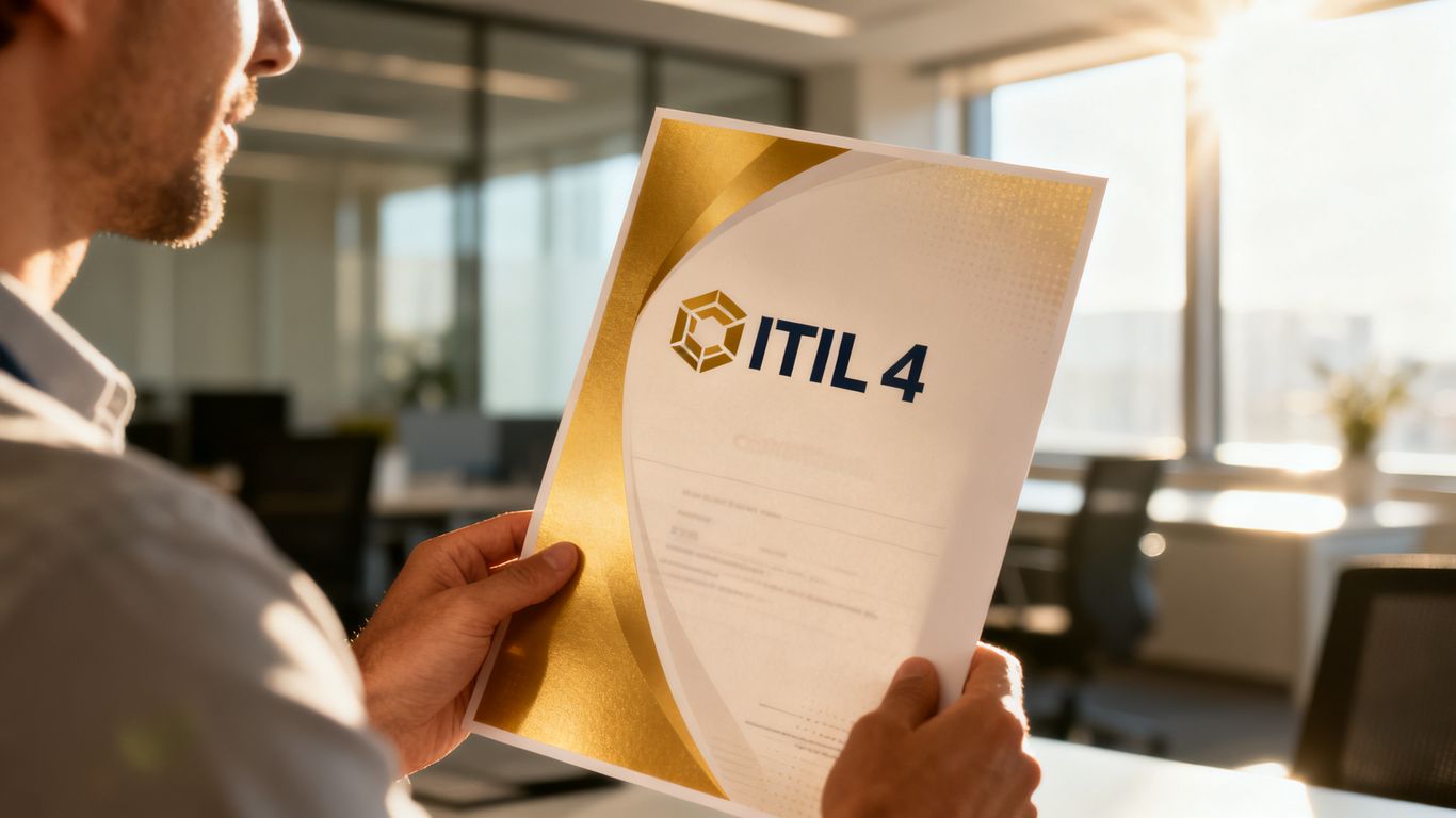 ITIL 4 Foundation Exam Certificate and Office Background