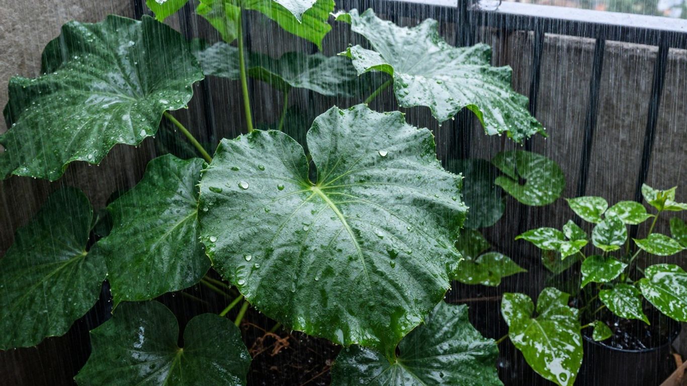 Balkonpflanzen im Starkregen