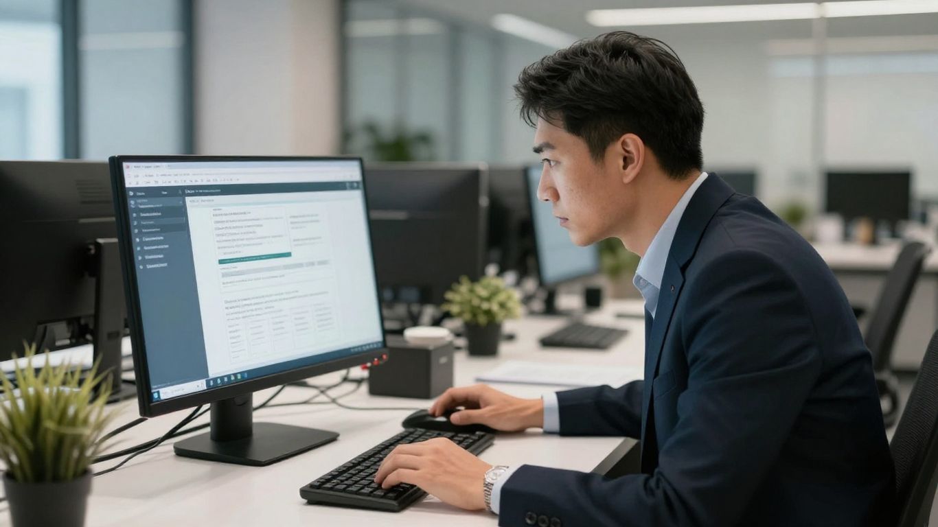 Real estate agent reviewing documents
