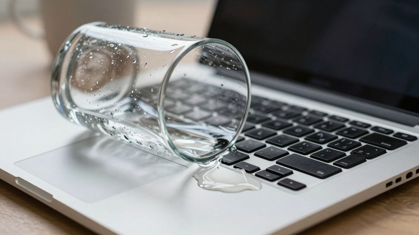 Water spilled on a MacBook Pro keyboard.