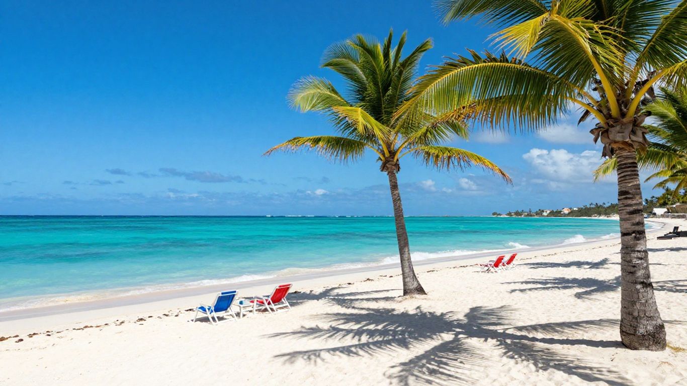 Aruba beach with turquoise water and white sand.