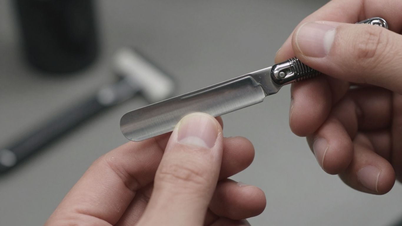 Barber holding a Derby razor blade
