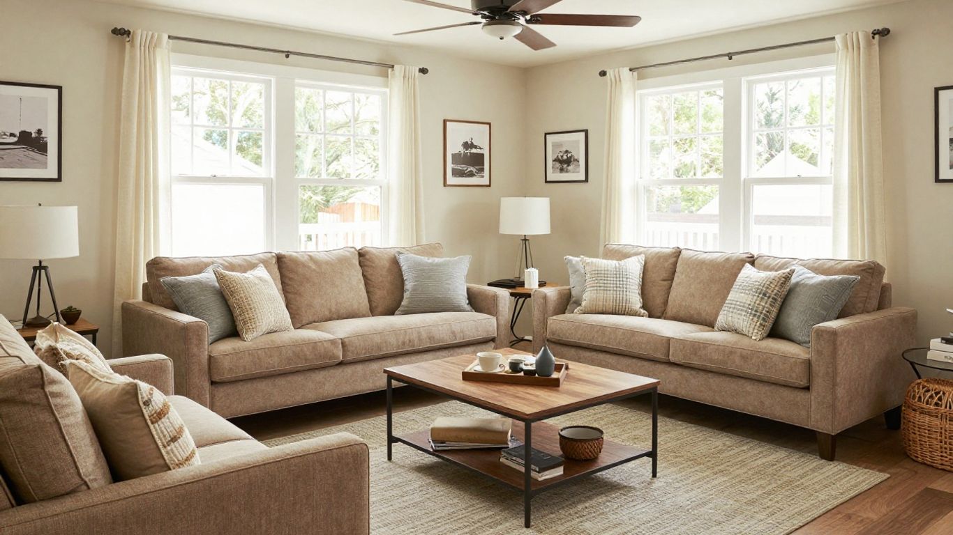 Remodeled basement living space with seating and warm lighting.