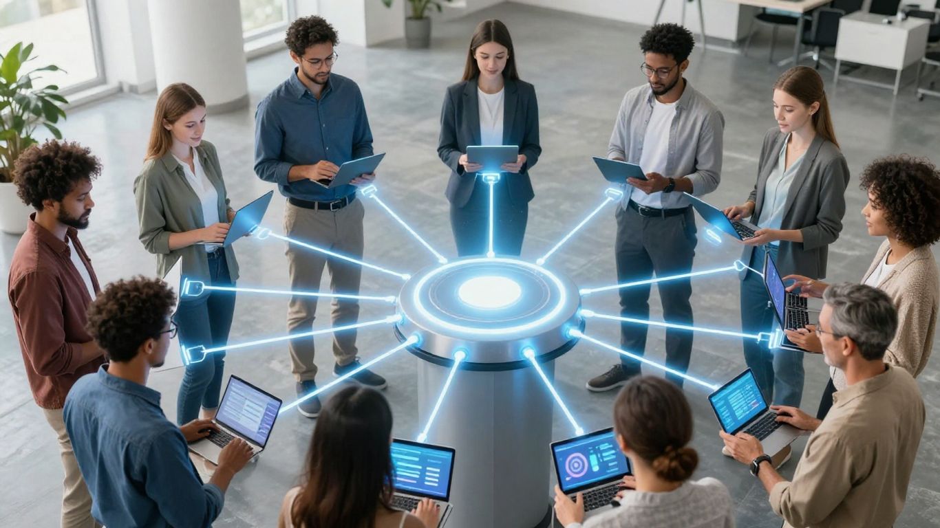Usuarios conectados a un servidor central.