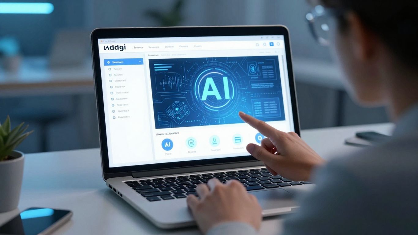 Person interagissant avec une interface IA sur ordinateur portable