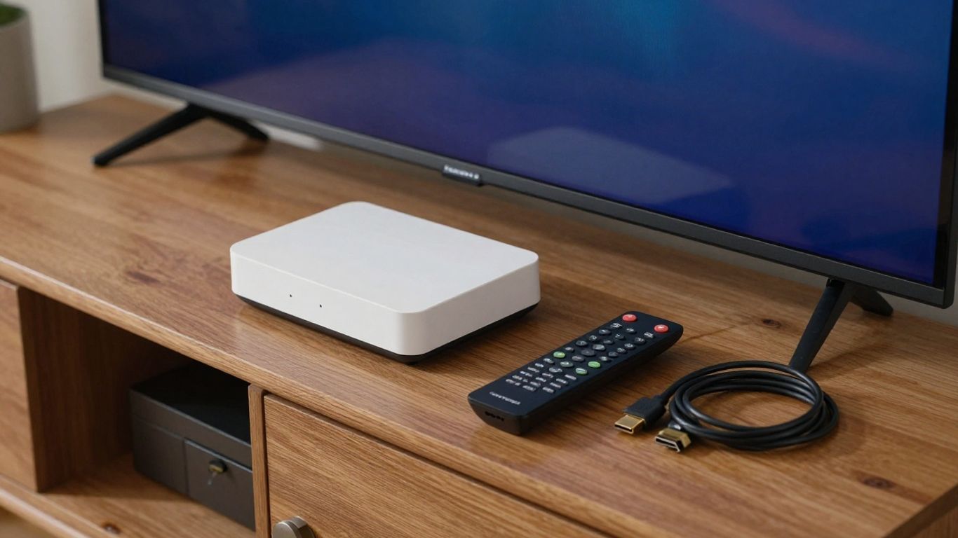 Streaming device beside remote and home router