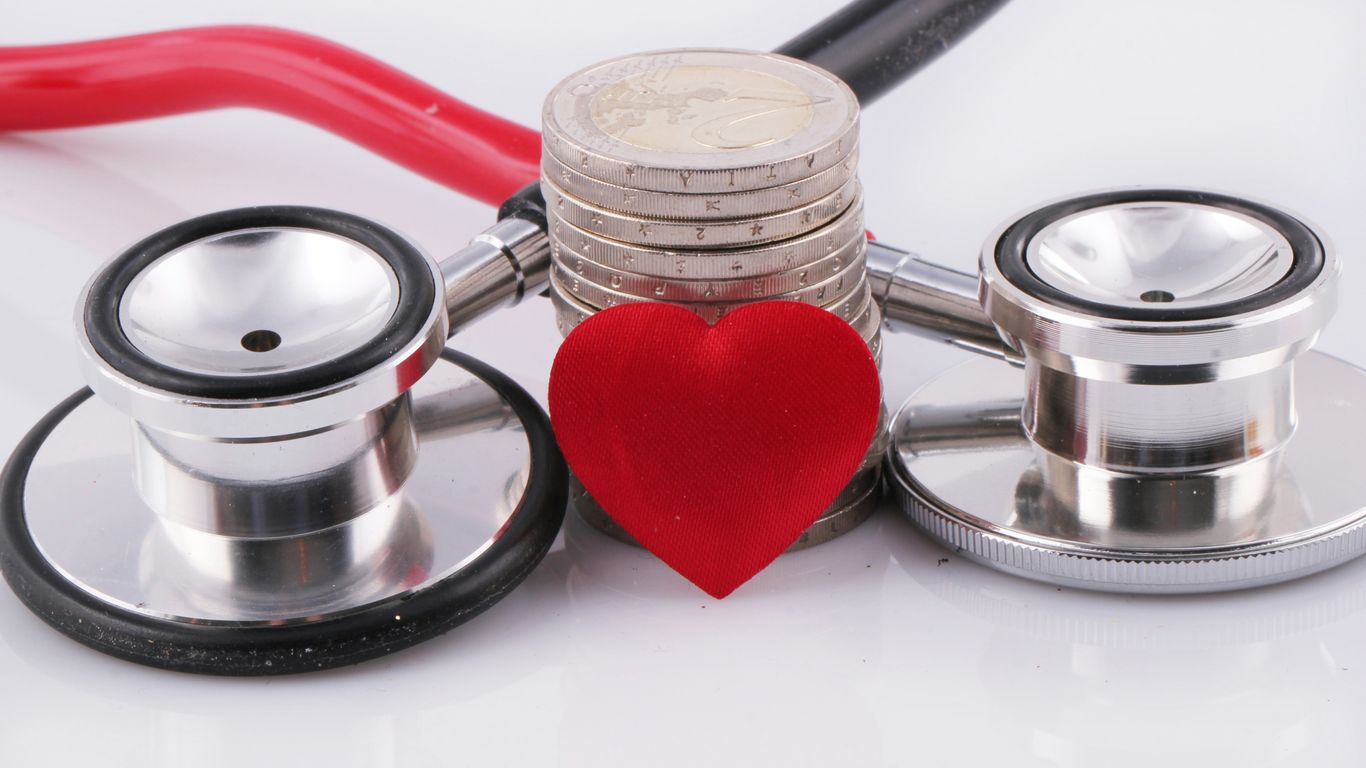 a stethoscope with a red heart on top of it