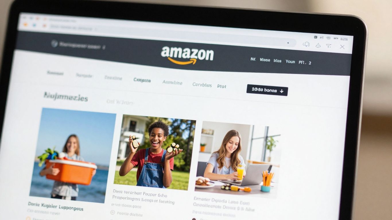 Amazon product listing with A+ content on a laptop screen.