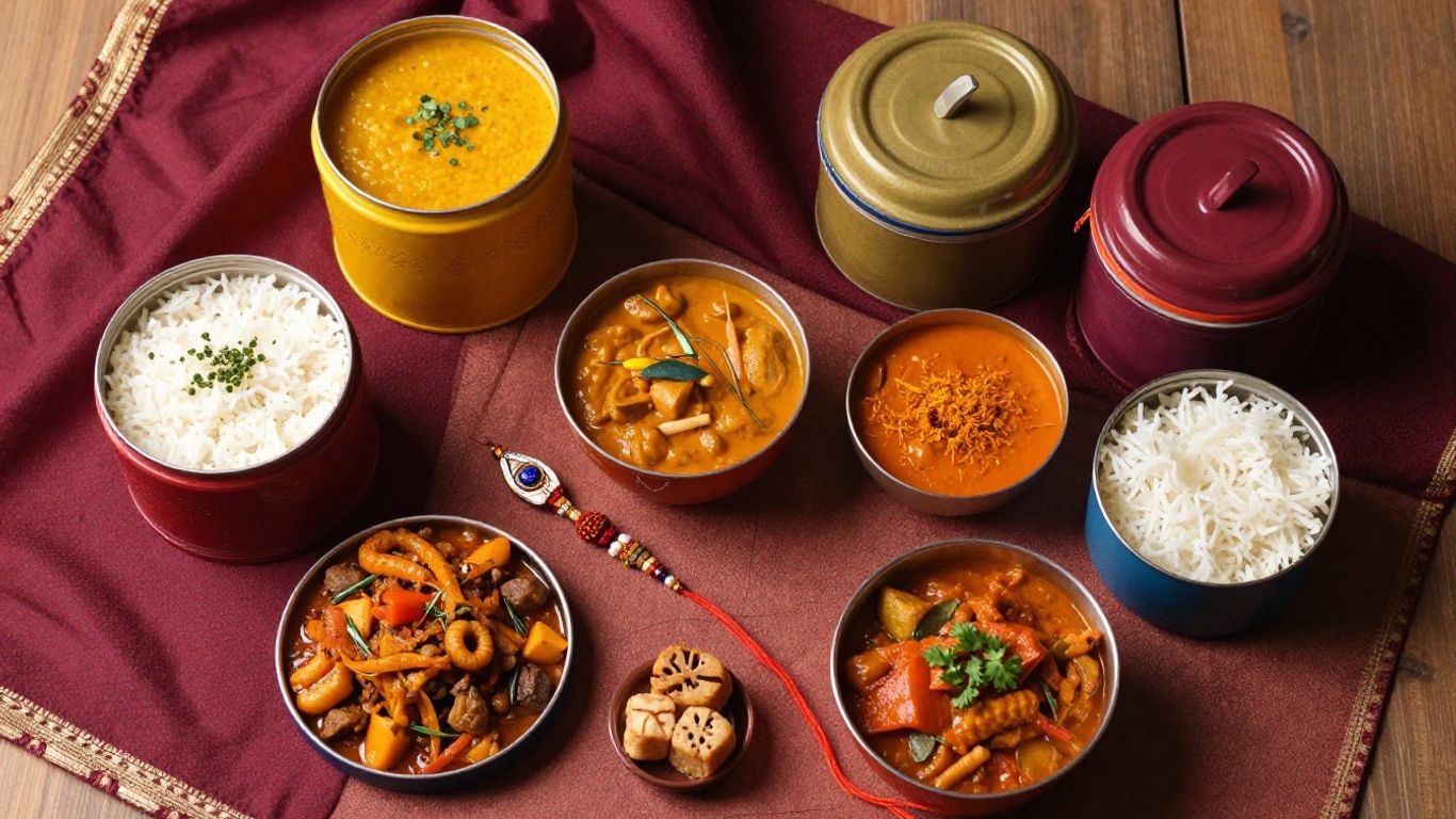 A colourful Indian meal gift arranged for Raksha Bandhan