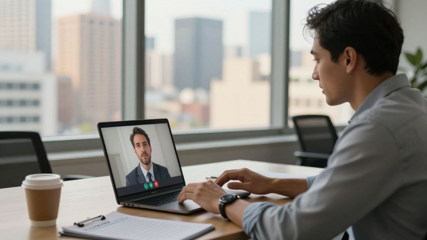 Manager coaching an assignee before a video call
