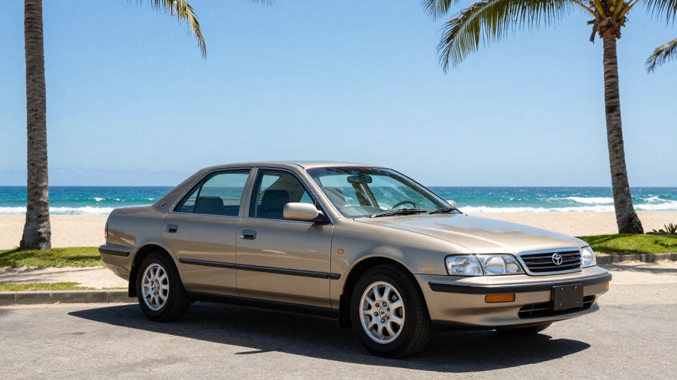 Gold Coast beach with a Toyota car for sale.
