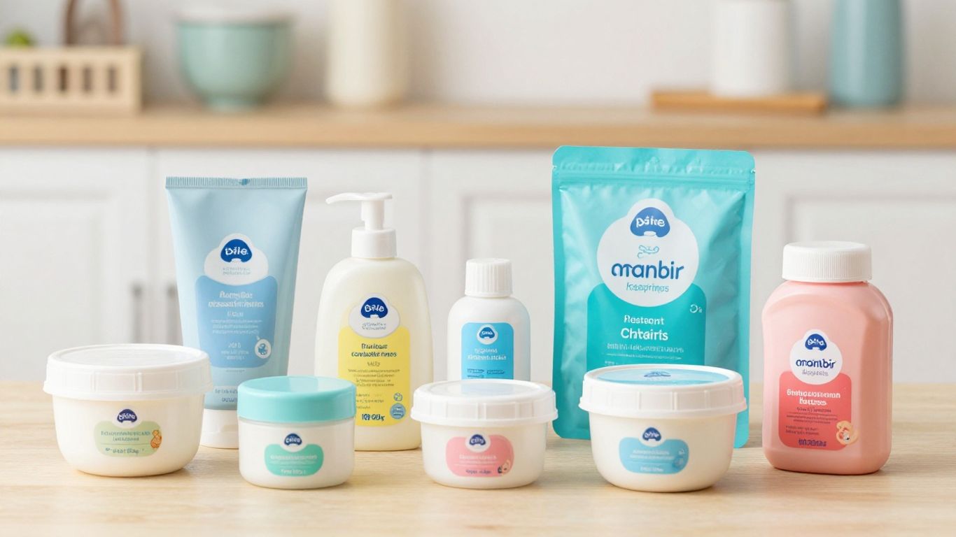 Envases de leche para bebés de diferentes marcas y tamaños.