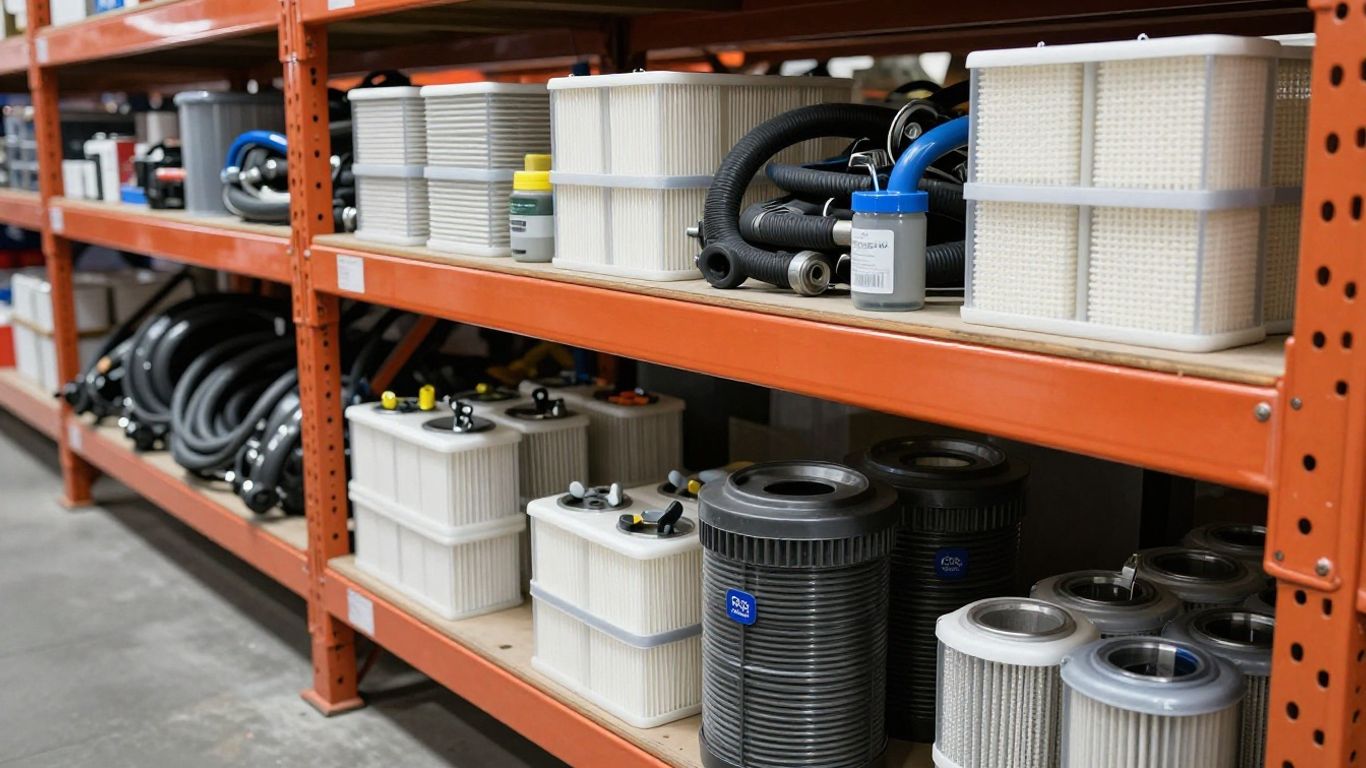 อะไหล่รถโฟล์คลิฟท์จัดเก็บอย่างเป็นระเบียบ