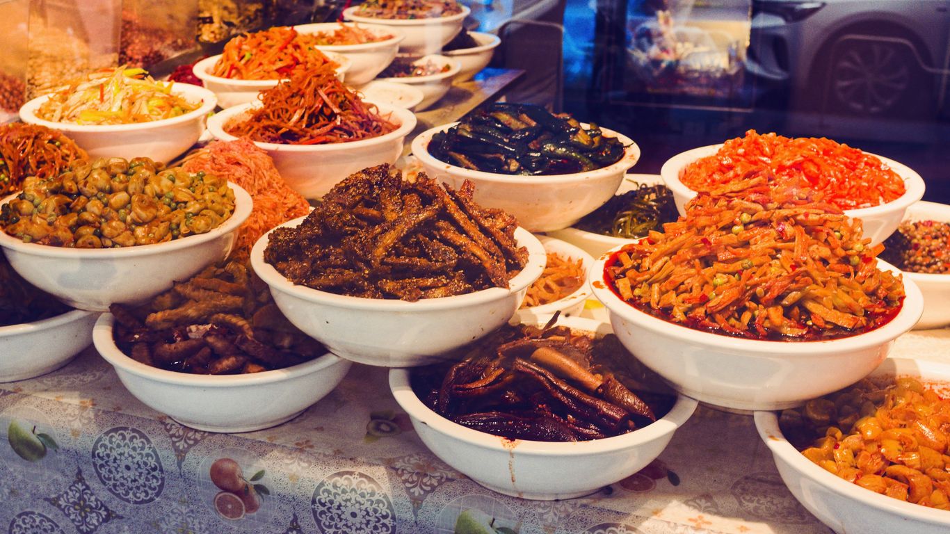 Colorful variety of local snacks