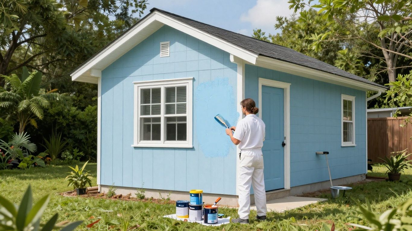 Affordable Orlando house painters working on a home exterior.