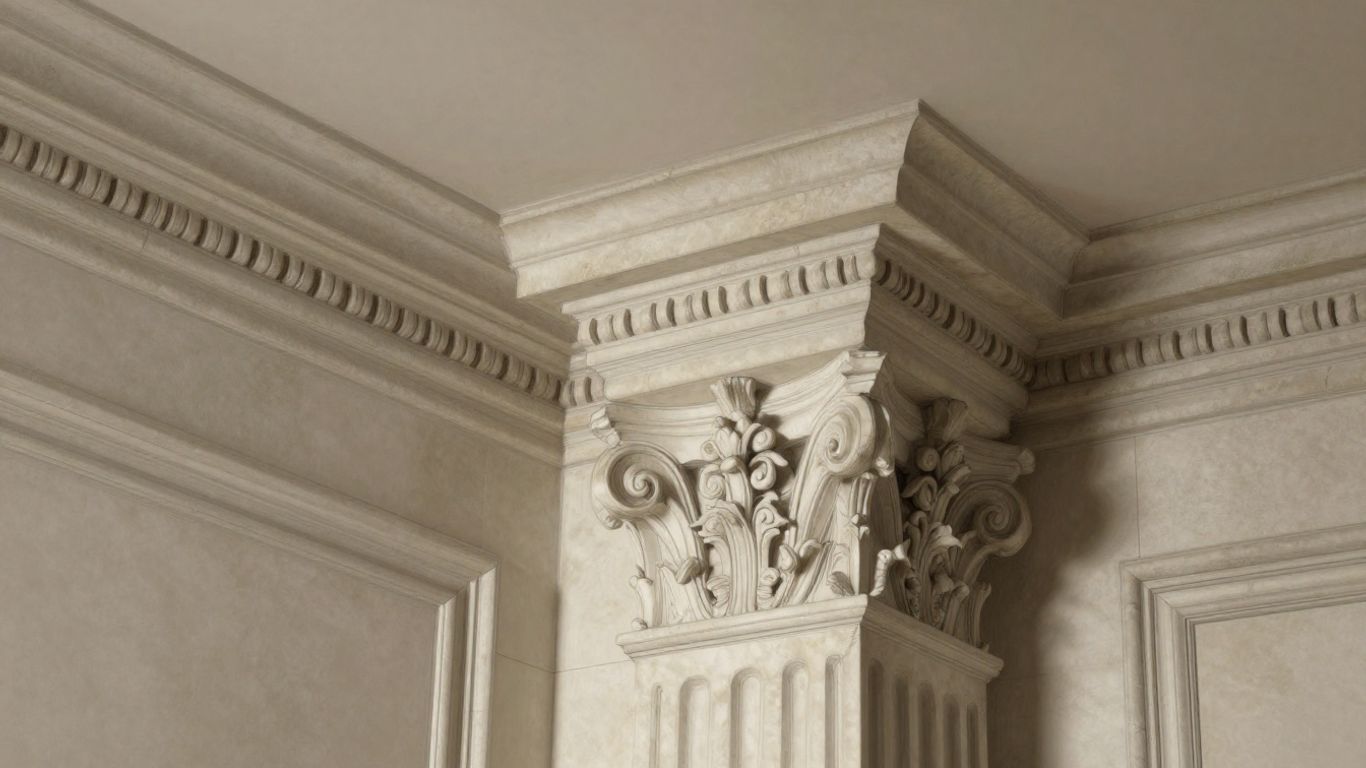 Esbozo detallado de elegante moldura de piedra caliza