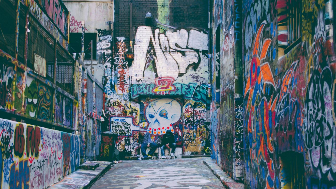 Large scale bright modern wall mural