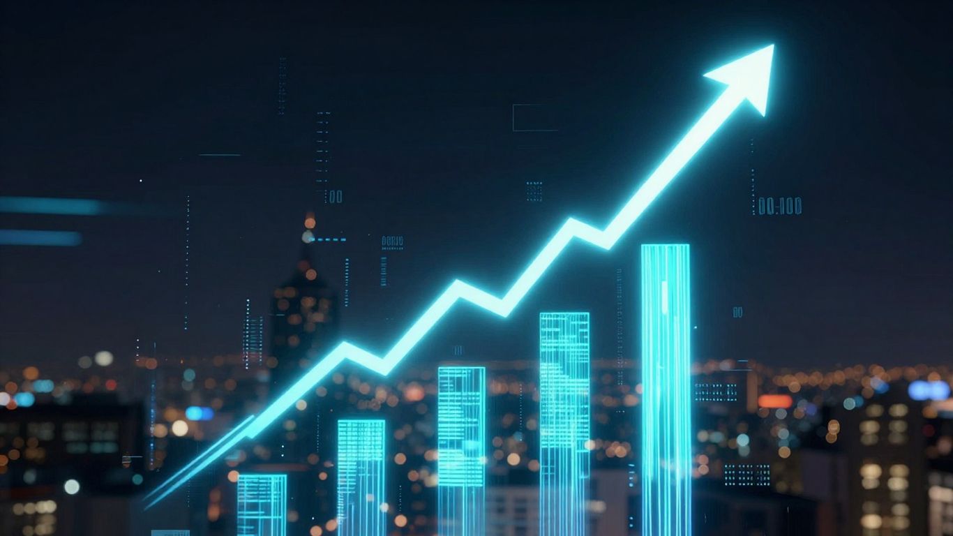 Ilustração de crescimento e sucesso em anúncios online.