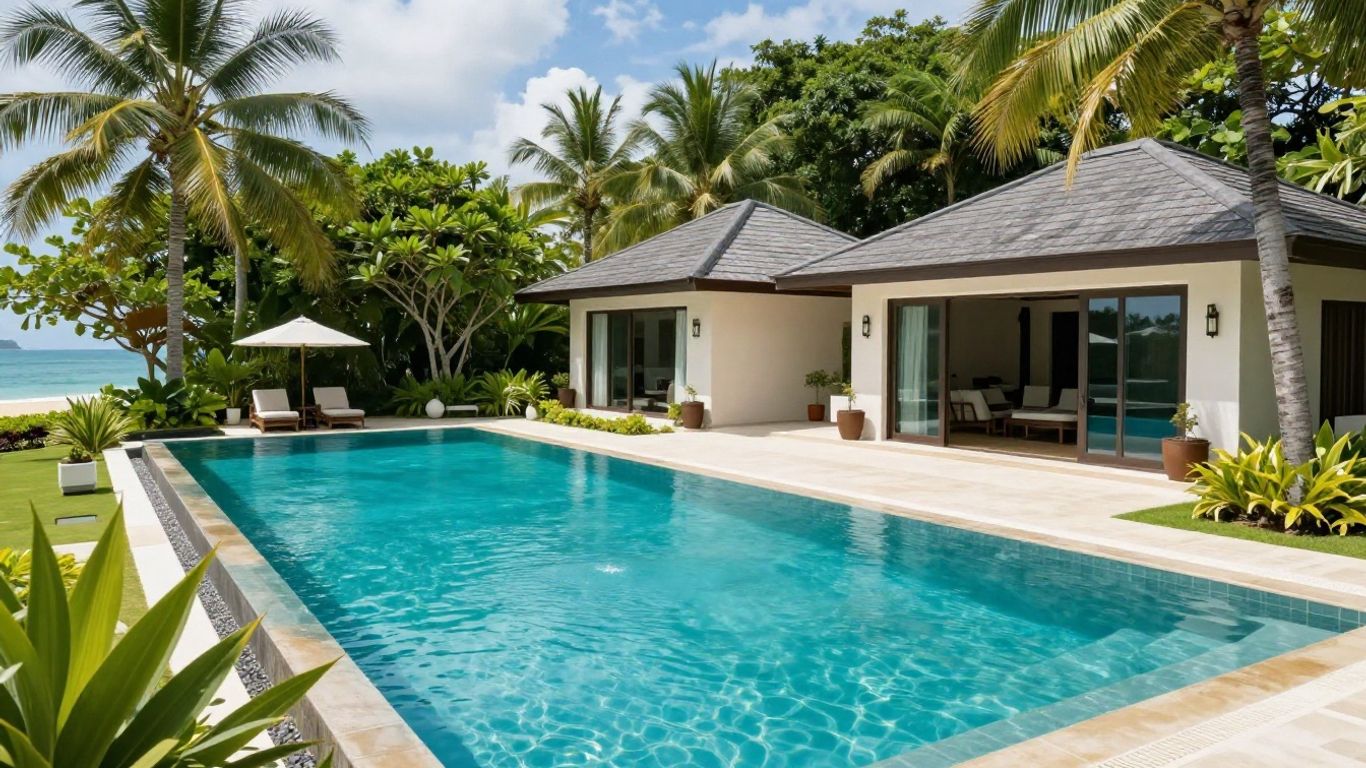 Luxury villa with infinity pool overlooking Phuket's turquoise waters.