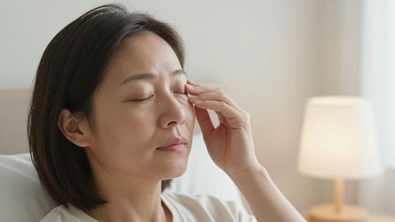 Person mit empfindlichen Augen neben heller Therapielampe