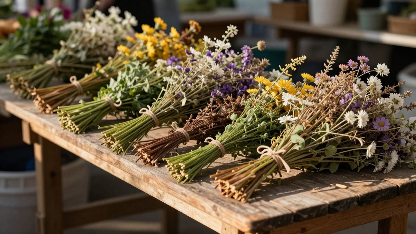 Colorful seasonal market flowers
