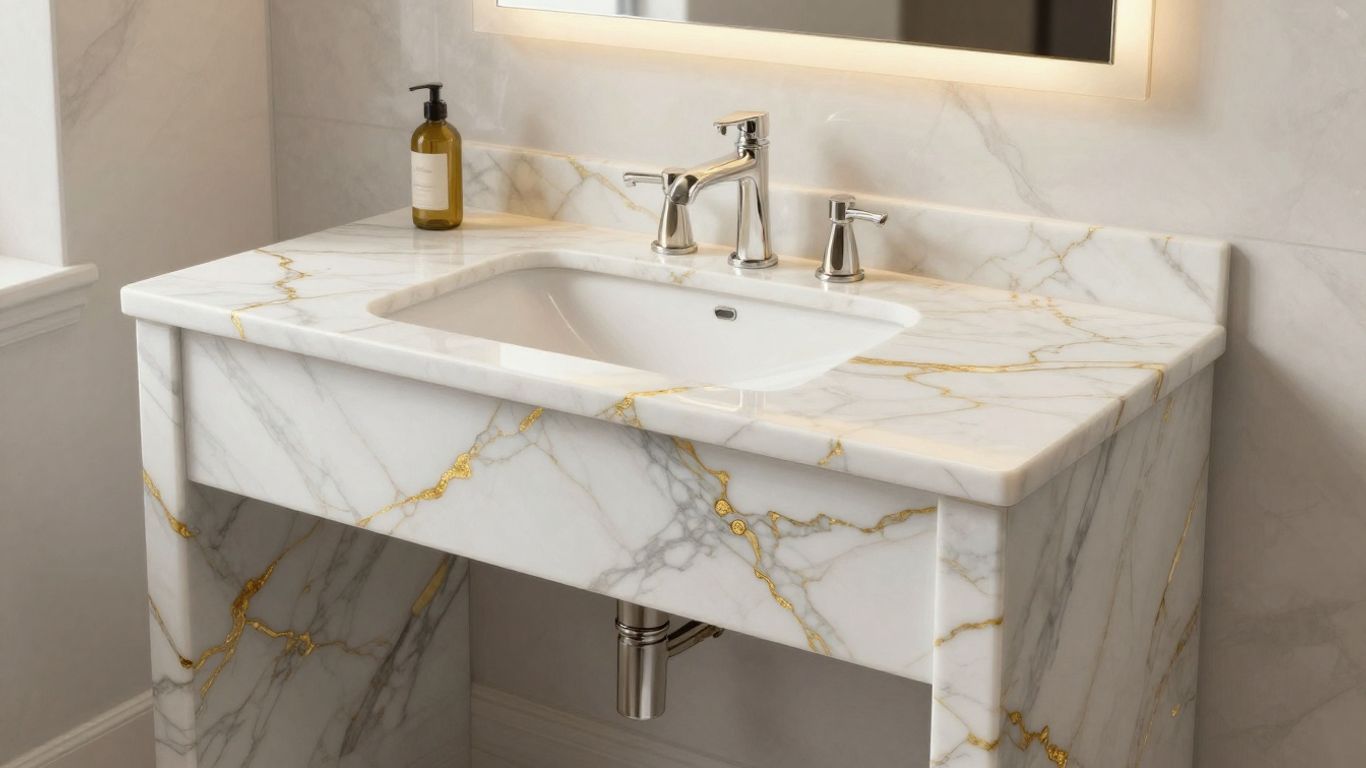 Calacatta Gold marble vanity sketch