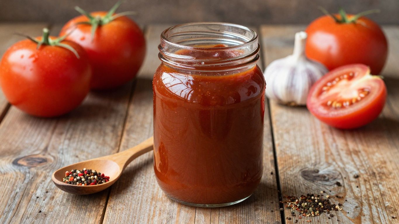 Jar of Whole30 BBQ sauce with fresh ingredients