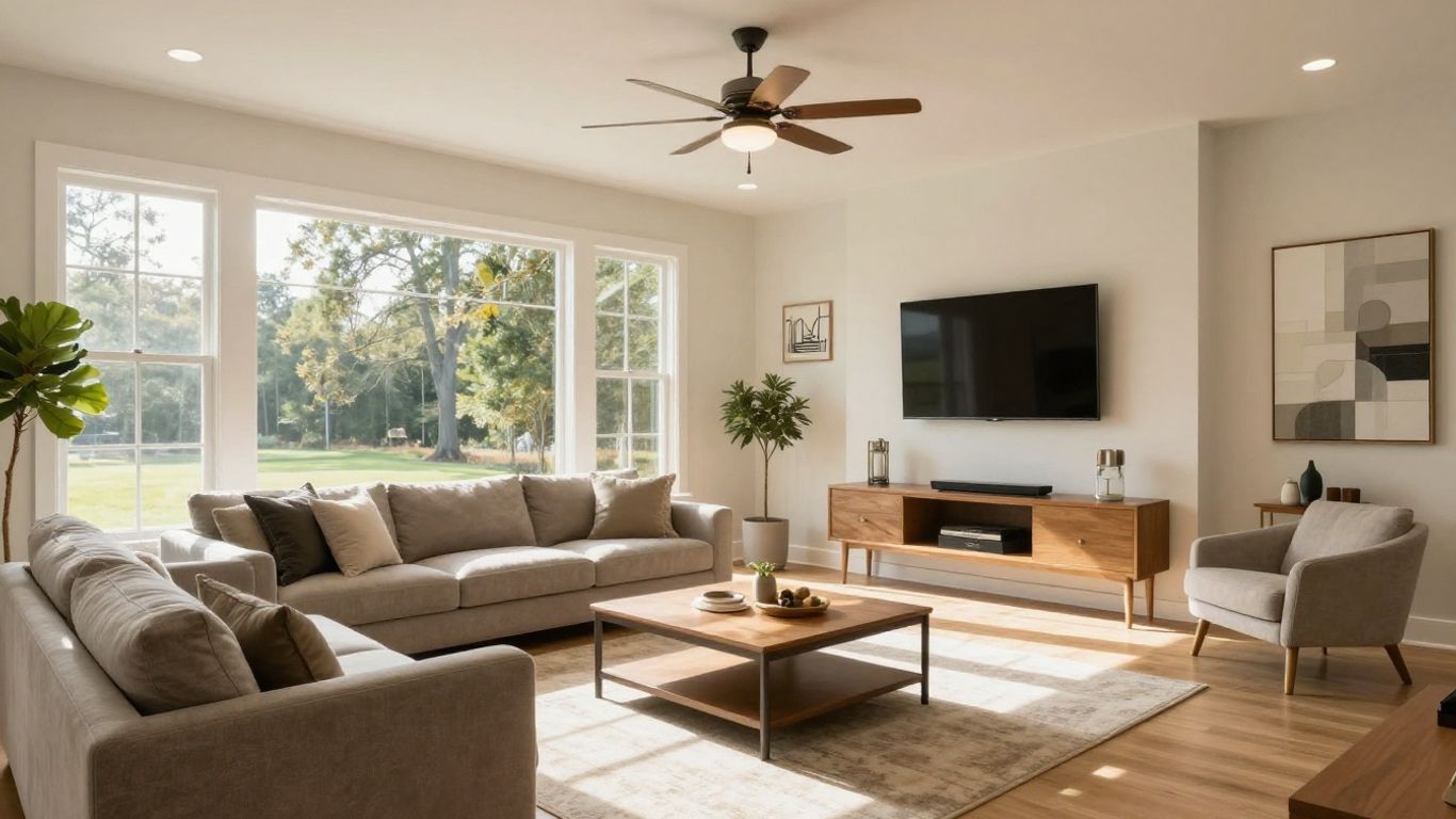 Modern living room remodel in Berkeley Lake, Georgia.