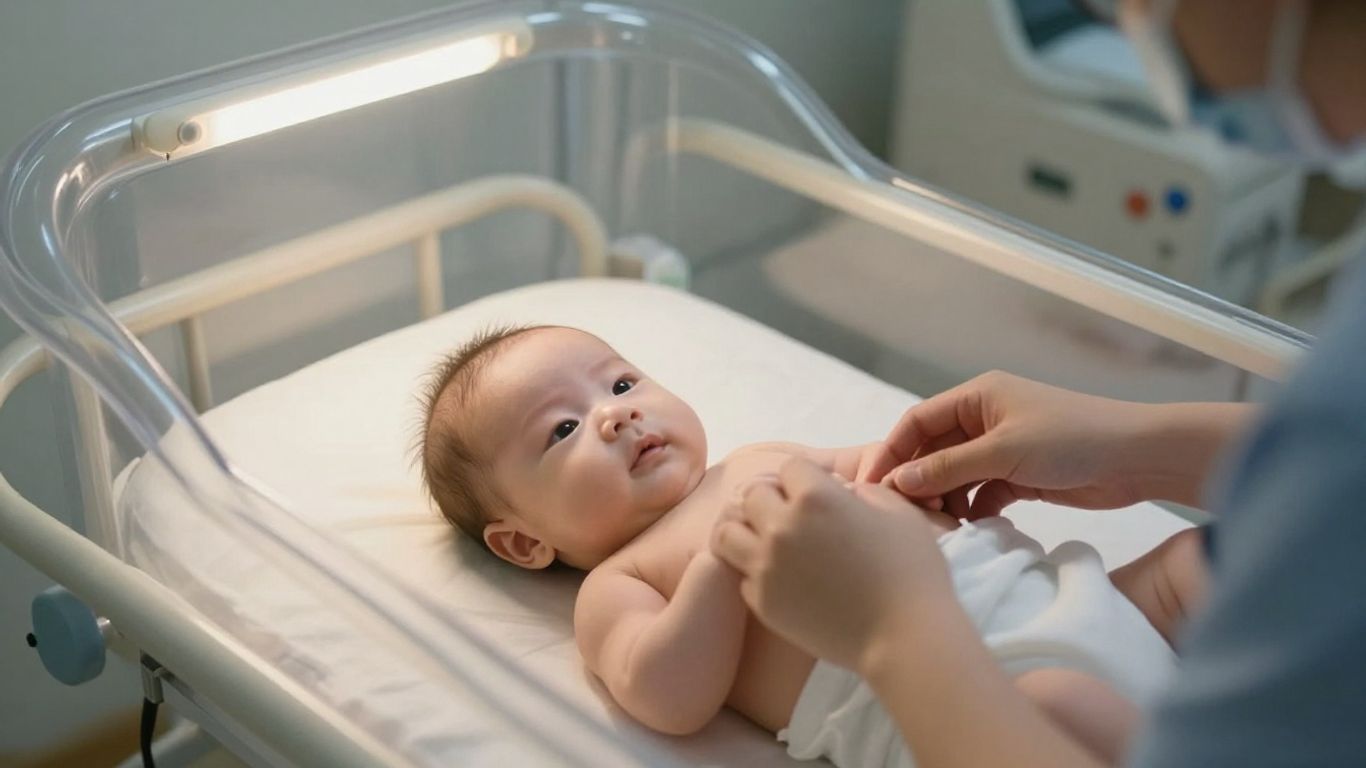 Bebé prematuro en incubadora con equipo médico.