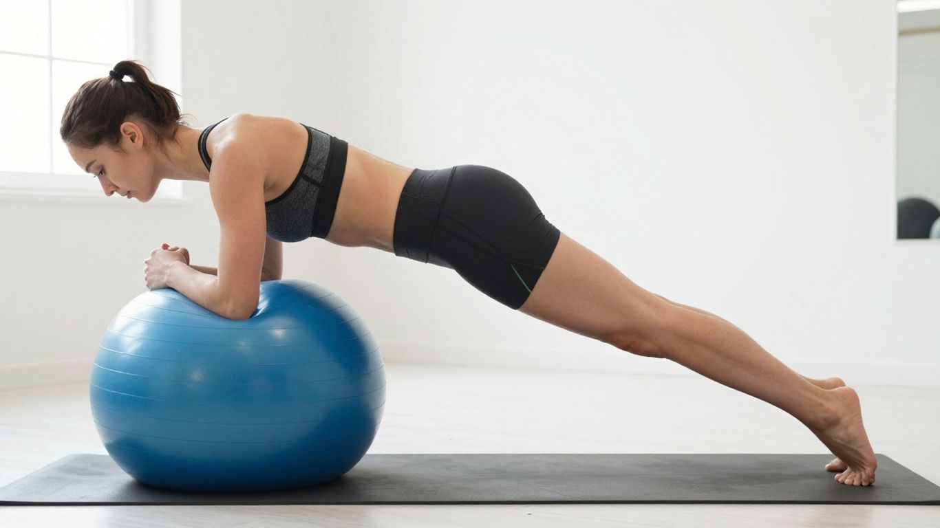 Person planking on a fitness ball.