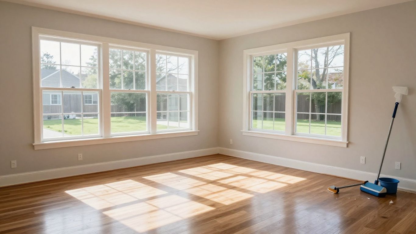 Newly built home interior after post-construction cleaning.
