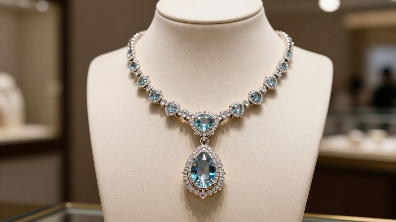 Exquisite diamond necklaces on display