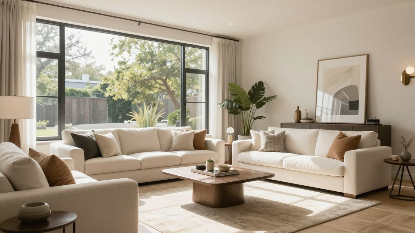 San Antonio Airbnb living room with flexible furniture.