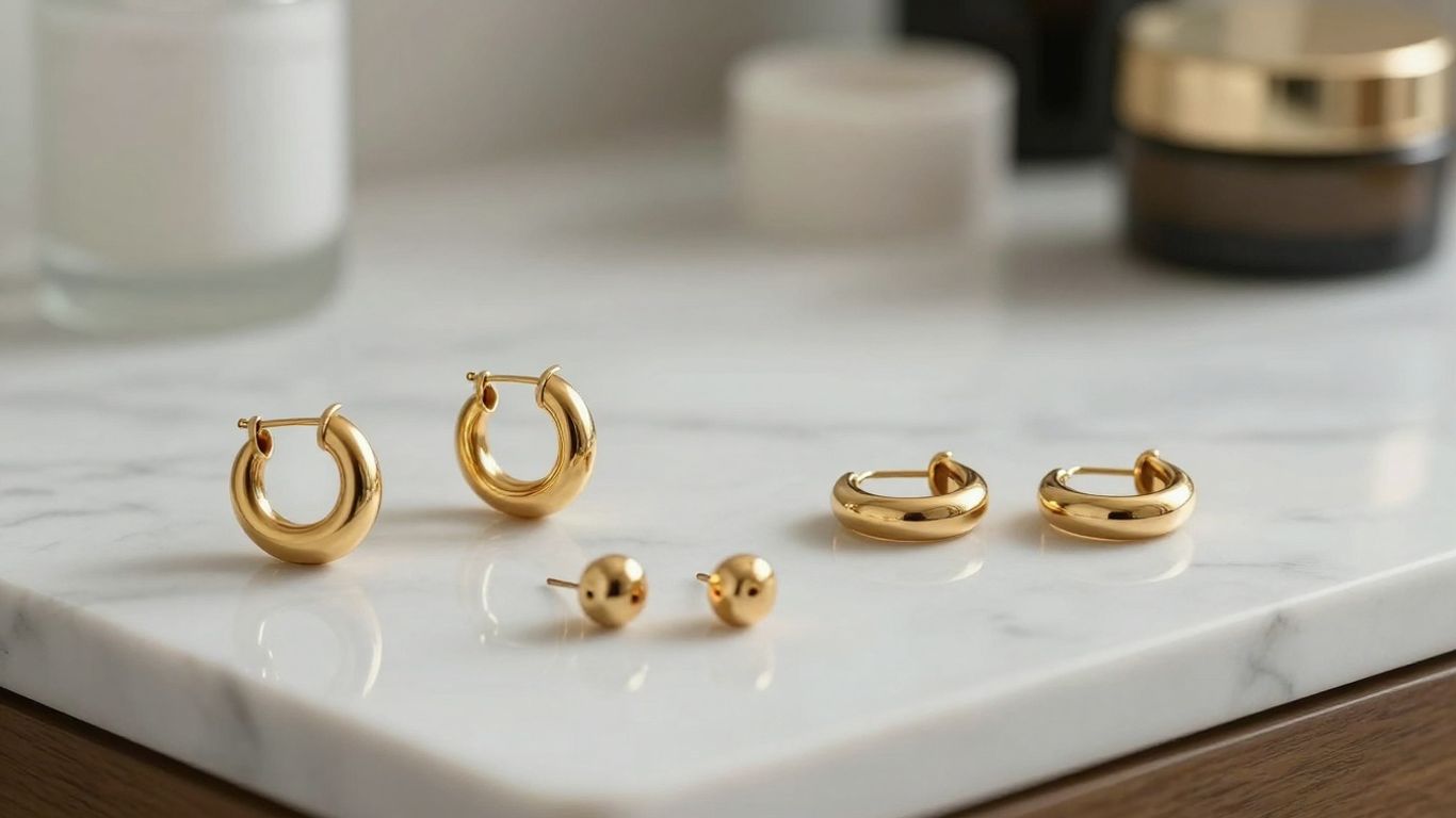 Gold hoops near a mirror