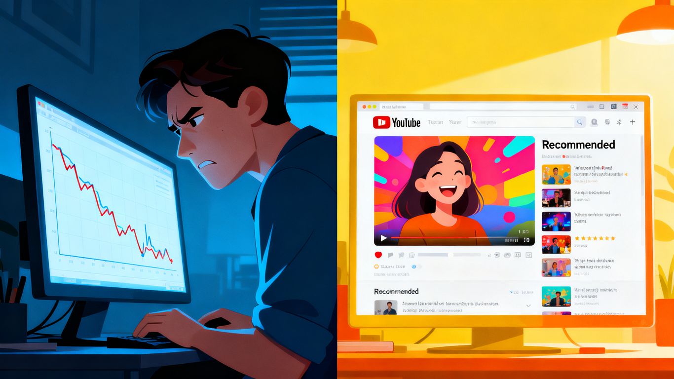 Frustrated viewer vs. satisfied viewer on YouTube.