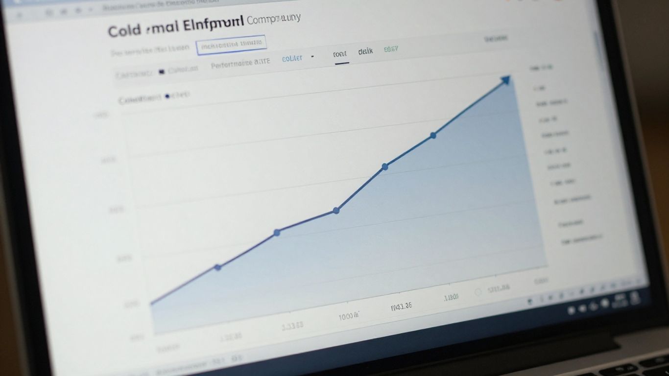 Laptop screen showing cold email open rate growth.