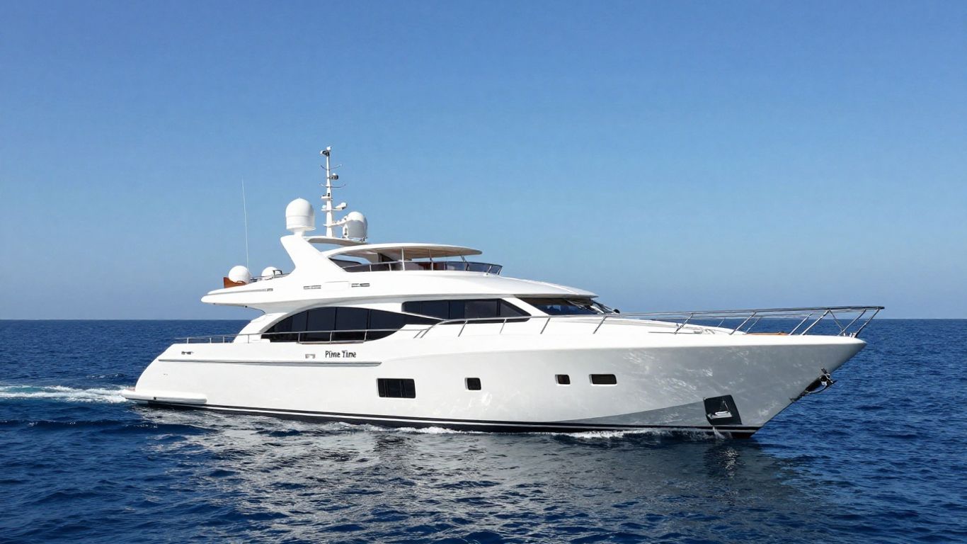Luxurious Westport 'Prime Time' yacht sailing on blue ocean.