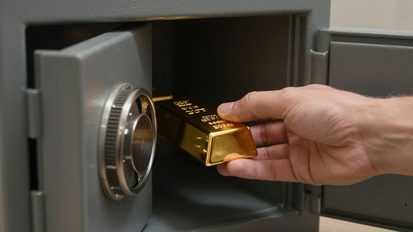 实物黄金保险：保险箱和金条。