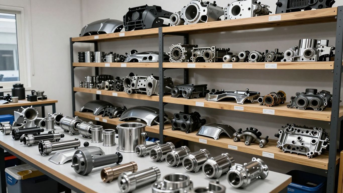 Skoda car parts in a professional recycling facility.