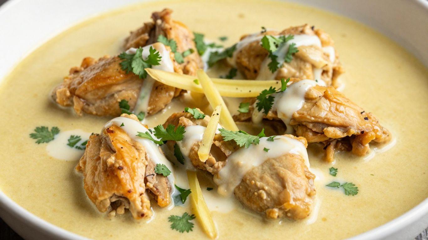 Rich and creamy Chicken Mughlai dish with cilantro garnish.