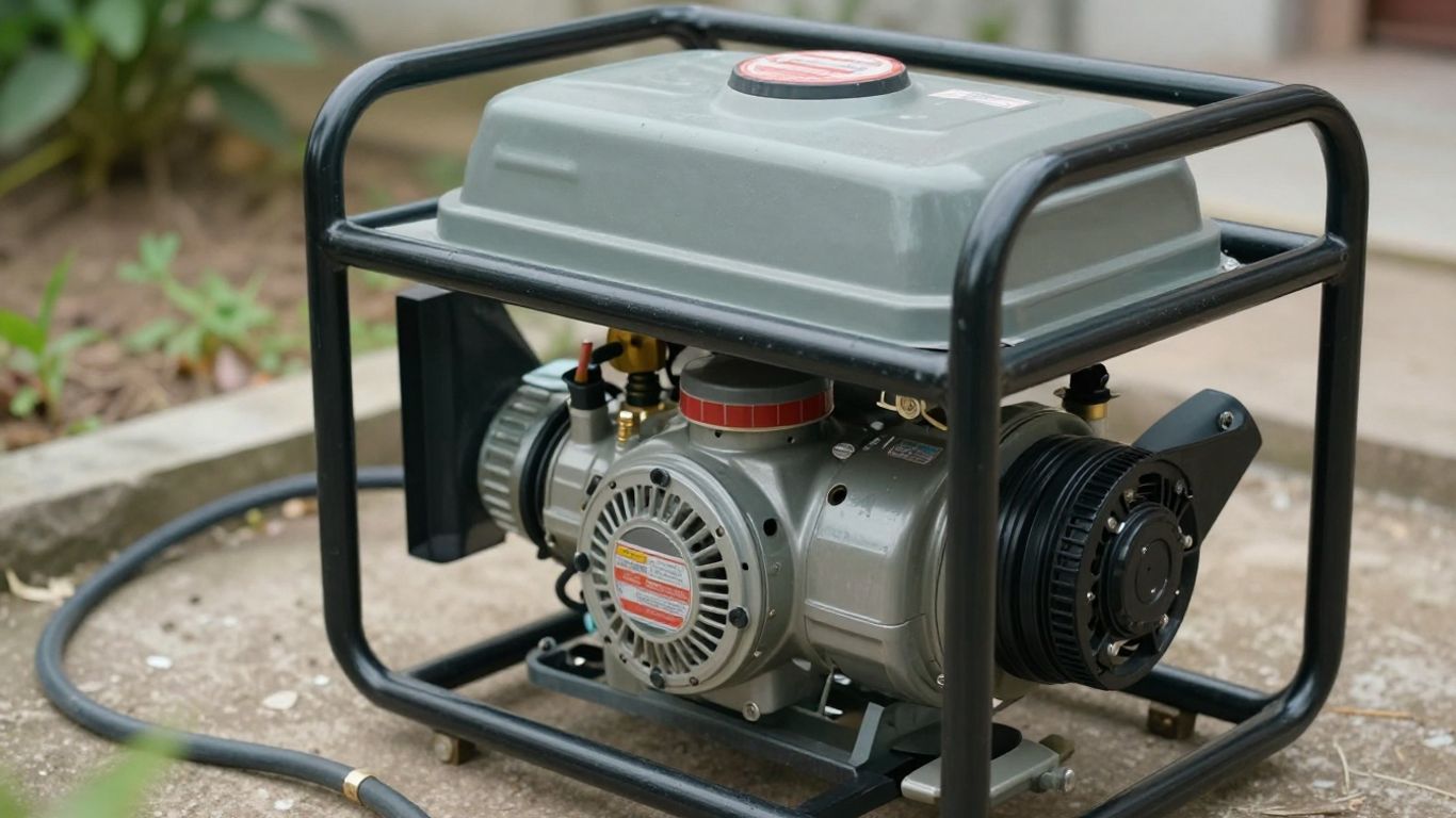 Well pump connected to a backup generator outdoors.